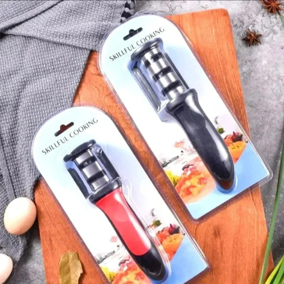 1pc Portable Knife Sharpener, Three Stage Knife Sharpener..RED...NWT.. - Picture 3 of 6